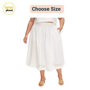 Size XL 2X 4X | Women's Eyelet Volume Midi Skirt - kate spade x Targe White
